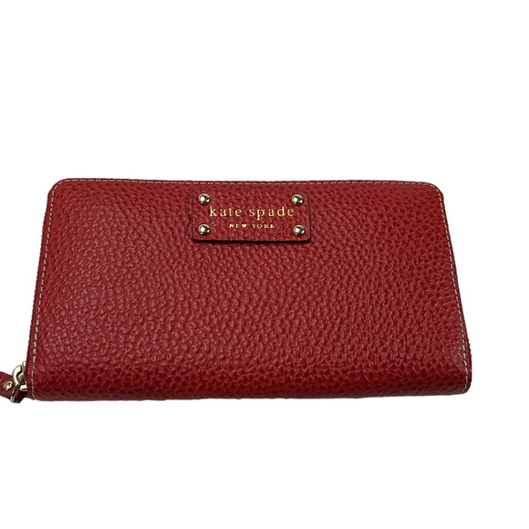 NWOT Kate Spade Red Pebbled Leather Wallet - Picture 1 of 5
